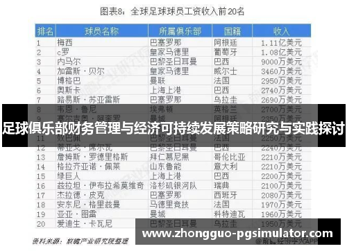 足球俱乐部财务管理与经济可持续发展策略研究与实践探讨 足球俱乐部财务管理与经济可持续发展策略研究与实践探讨